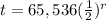 t=65,536(\frac{1}{2})^r