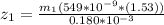 z_1 = \frac{m_1 (549 *10^{-9} * (1.53))}{0.180*10^{-3}}