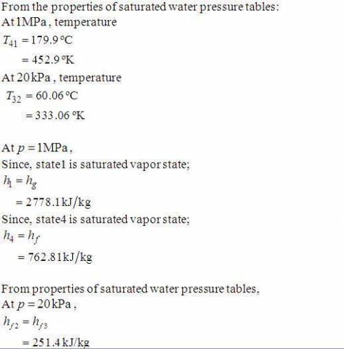 Below is a schematic of a vapor power plant in which water steadily circulates through the four comp