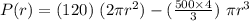 P(r)=(120)\ (2\pi r^2) - (\frac{500\times 4}{3} )\ \pi r^3