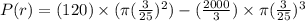 P(r)=(120)\times (\pi (\frac{3}{25} )^2) - (\frac{2000}{3} )\times \pi (\frac{3}{25} )^3
