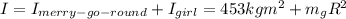 I=I_{merry-go-round}+I_{girl}=453kgm^2+m_gR^2