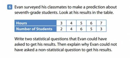 Write two statistical questions that Evan could have asked to get his results. Then explain why Evan