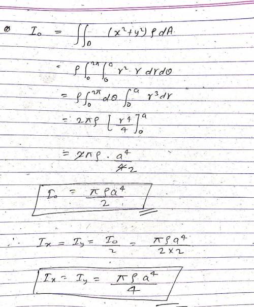 EXAMPLE 4 Find the moments of inertia Ix, Iy, and I0 of a homogeneous disk D with density rho(x, y)