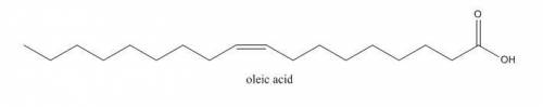 Draw the line‑bond structure of oleic acid (cis‑9‑octadecenoic acid), CH 3 ( CH 2 ) 7 CH = CH ( CH 2
