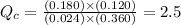 Q_c=\frac{(0.180)\times (0.120)}{(0.024)\times (0.360)}=2.5