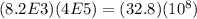 (8.2E3)(4E5)=(32.8)(10^8)
