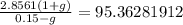 \frac{2.8561(1+g)}{0.15-g} = 95.36281912\\