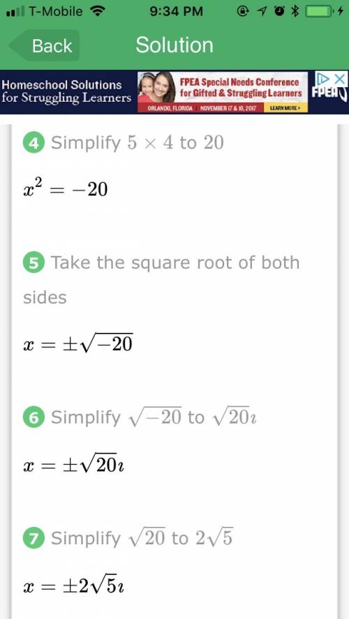 What are the values of a,b, and c needed to write the equations general form 1/4 x^2 +5=0