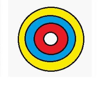 A target with a diameter of 70 cm has 4 scoring zones formed by concentric circles. The diameter of
