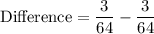 \text{Difference}=\dfrac{3}{64}-\dfrac{3}{64}