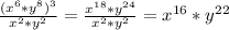 \frac{(x^6*y^8)^3}{x^2*y^2} = \frac{x^{18}*y^{24}}{x^2*y^2} = x^{16}*y^{22}