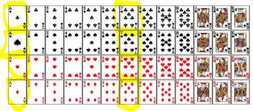 Probability of selecting an ace or 7