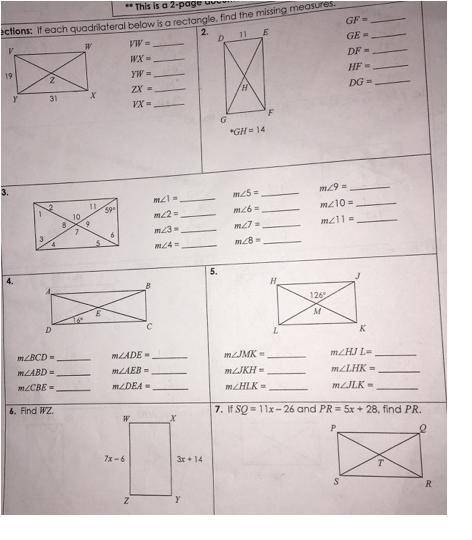 Unit 7 polygons & quadrilaterals homework 3: rectangles Gina Wilson answer key