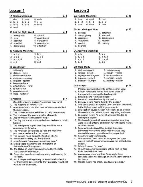 Does somebody have a worldly-wise 3000 book 6 answer key?