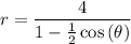 r=\dfrac{4}{1-\frac{1}{2}\cos{(\theta)}}