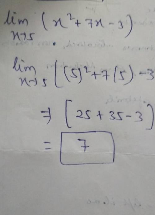 Lim (-x^2+ 7x-3) X->5