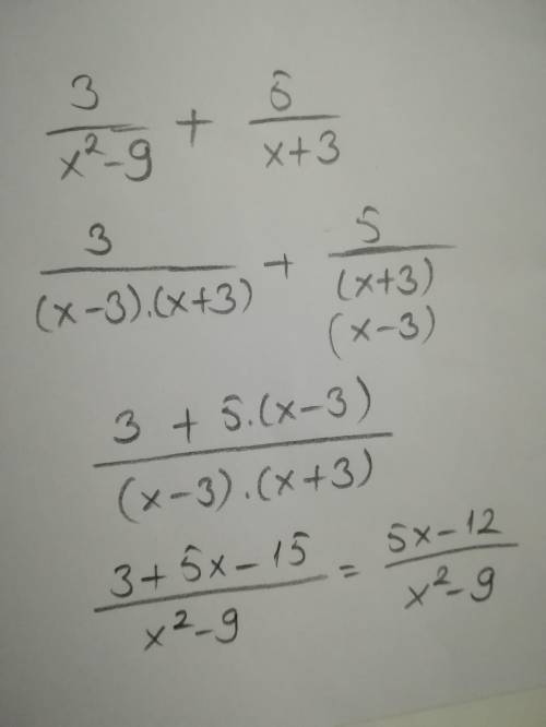 What is the sum 3/x^2-9 plus 5/x+3