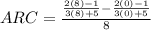 ARC=\frac{\frac{2(8)-1}{3(8)+5}-\frac{2(0)-1}{3(0)+5}  }{8}