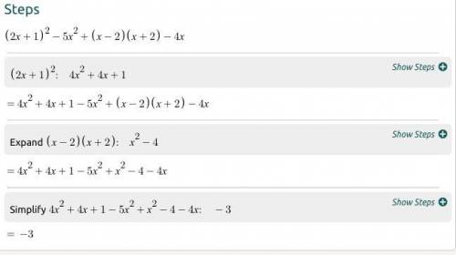 (2x+1)² -5x²+(x-2)(x+2)-4x