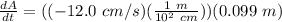 \frac{dA}{dt} =((-12.0 \ cm/s )( \frac{1 \ m}{10^2 \ cm}))(0.099 \ m)