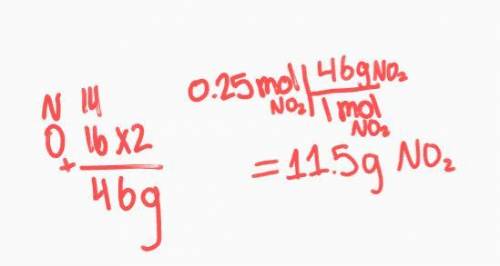How many grams are in 0.25 mol of NO2