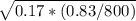 \sqrt{0.17*(0.83/800)}