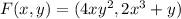 F(x,y) = (4xy^2,2x^3+y)