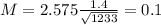 M = 2.575\frac{1.4}{\sqrt{1233}} = 0.1