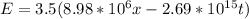 E=3.5(8.98*10^{6}x-2.69*10^{15}t)
