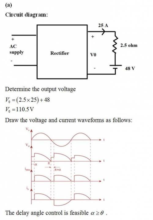 A rectifier charges a battery bank in a substation. The bank rated dc voltage is 48 V. The required