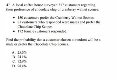 A local coffee house surveyed 317 customers regarding their preference of chocolate chip or cranberr
