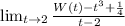 \lim_{t \to 2 }\frac{W(t) - t^3 + \frac{1}{4} }{t -2}
