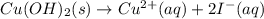 Cu(OH)_2(s)\rightarrow Cu^{2+}(aq)+2I^{-}(aq)