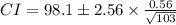 CI=98.1}\pm 2.56\times \frac{0.56}{\sqrt{103}}