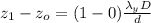 z_1 - z_o = (1 - 0 ) \frac{\lambda_y D}{d}