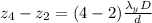 z_4 - z_2 = (4 - 2 ) \frac{\lambda_y D}{d}