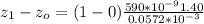 z_1 - z_o = (1 - 0 ) \frac{590*10^{-9} 1.40}{0.0572 *10^{-3}}