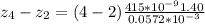 z_4 - z_2 = (4 - 2 ) \frac{415*10^{-9} 1.40}{0.0572 *10^{-3}}