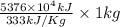 \frac{5376 \times 10^{4} kJ}{333 kJ/Kg} \times 1 kg