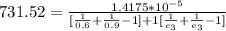 731.52  = \frac{1.4175*10^{-5}}{ [\frac{1}{0.6} + \frac{1}{0.9 } - 1  ]  + 1 [\frac{1}{e_3} +  \frac{1}{e_3}   -1 ]}