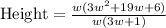 \text{Height}=\frac{w(3w^2+19w+6)}{w(3w+1)}