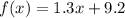 f(x) = 1.3x + 9.2