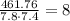 \frac{461.76}{7.8\cdot7.4}=8