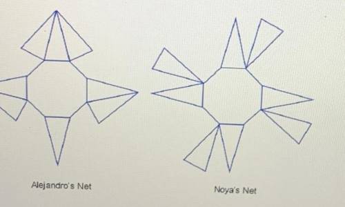 Alejandro and Noya were told to draw a net for an octagonal prism. Which statement about the student