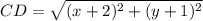 CD = \sqrt{(x +2)^2 + (y +1)^2}