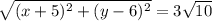 \sqrt{(x+5)^2+(y-6)^2} = 3\sqrt{10}