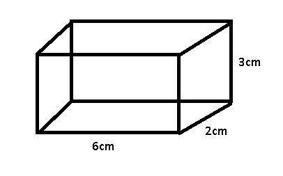 Sketch a rectangular prism that has a volume of 36 cubic cm. Label the dimensions of each side on th