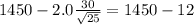 1450-2.0\frac{30}{\sqrt{25}}=1450-12