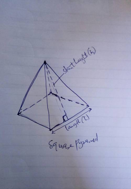 Gianni says the lateral area of the square pyramid is 624 in2 Do you agree or disagree with gianni?U